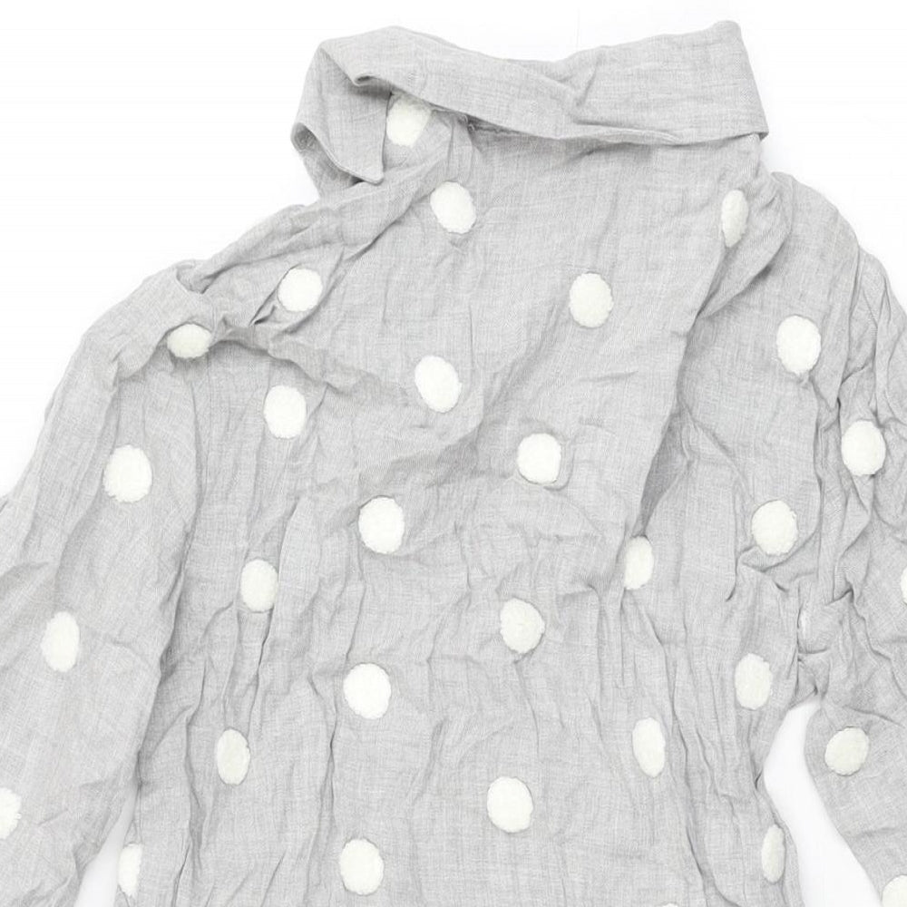 Zara Womens Grey Polka Dot Viscose Shift Size XS Collared Pullover