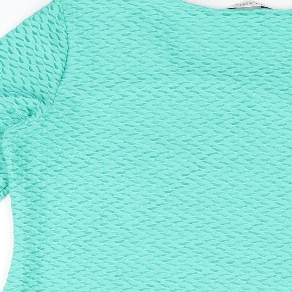 Marks & Spencer Womens Green Polyester Basic T-Shirt Size 10 Round Neck
