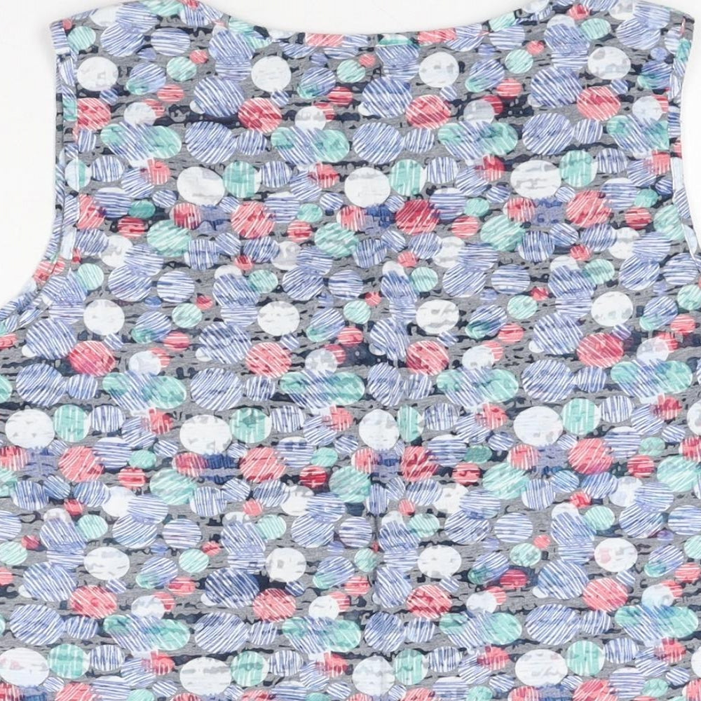 Per Una Womens Grey Geometric Cotton Basic Button-Up Size 12 Round Neck