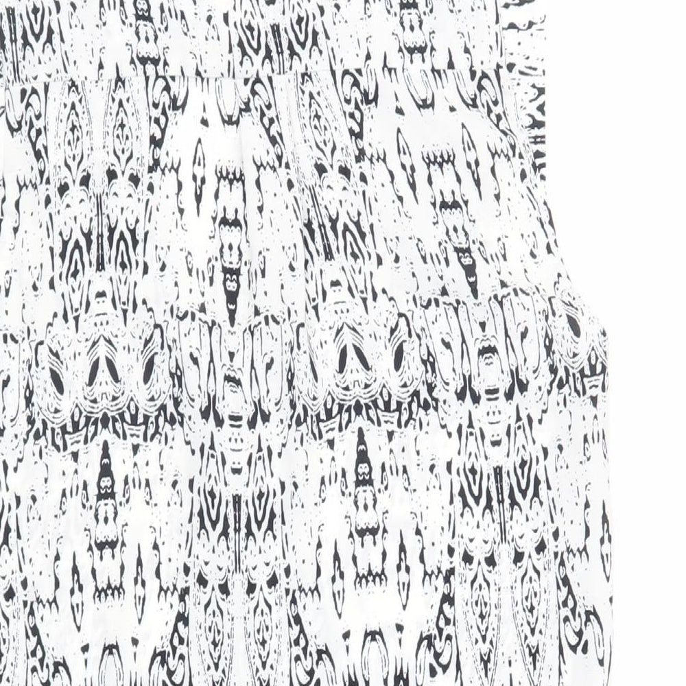 Dorothy Perkins Womens White Geometric Polyester Basic Blouse Size 8 V-Neck