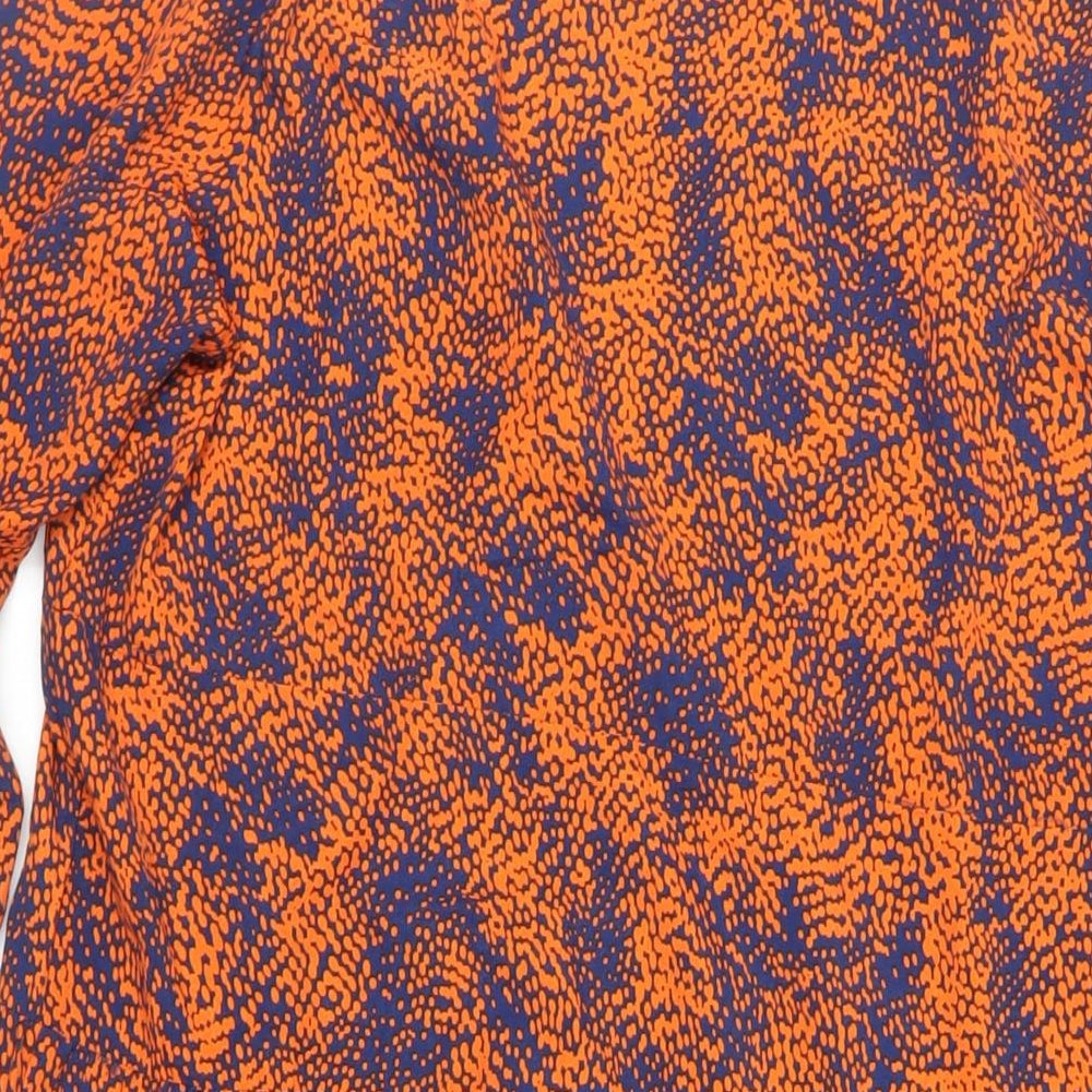 Warehouse Womens Orange Animal Print Polyester Tank Dress Size L V-Neck Pullover - Flare Sleeves