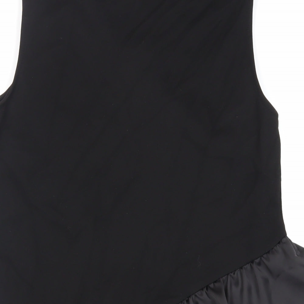 Warehouse Womens Black Viscose Basic Tank Size 8 Round Neck - Ruffle