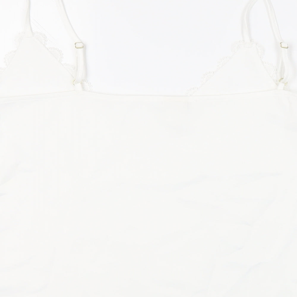 River Island Womens White Polyester Camisole Tank Size 14 V-Neck - Lace Trim