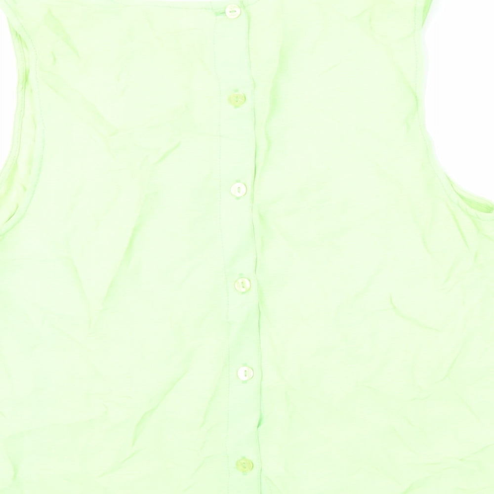 River Island Womens Green Viscose Basic Tank Size 10 Round Neck - Embroidered