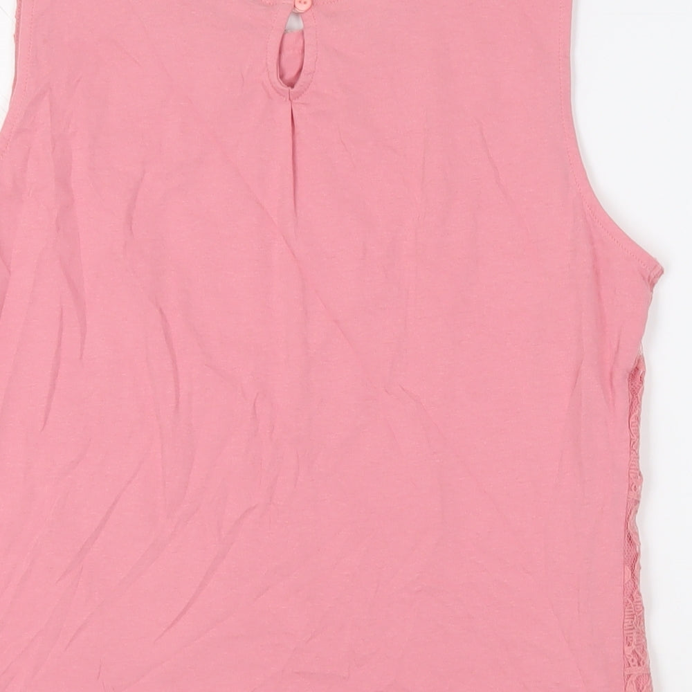 Dorothy Perkins Womens Pink Cotton Basic Tank Size 16 Boat Neck - Embelished Neckline