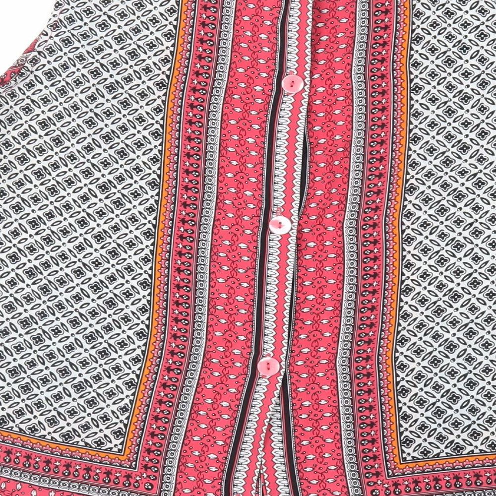 Cynthia Rowley Womens Multicoloured Geometric Polyester Basic Blouse Size M Round Neck