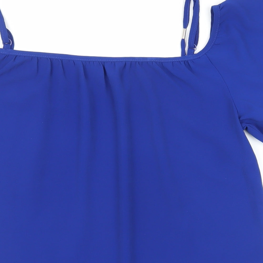 Dorothy Perkins Womens Blue Polyester Basic Blouse Size 8 Off the Shoulder