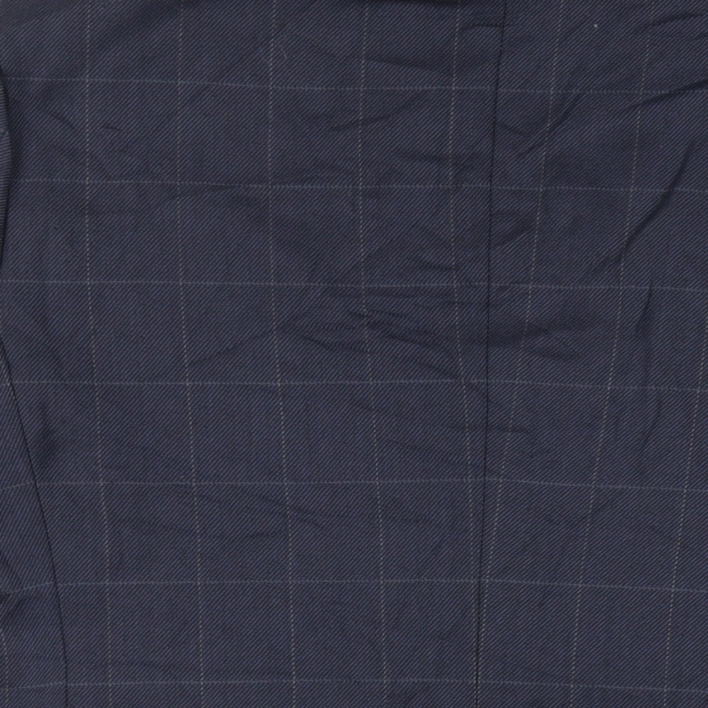 Marks & Spencer Mens Blue Check Wool Jacket Suit Jacket Size 44 Regular