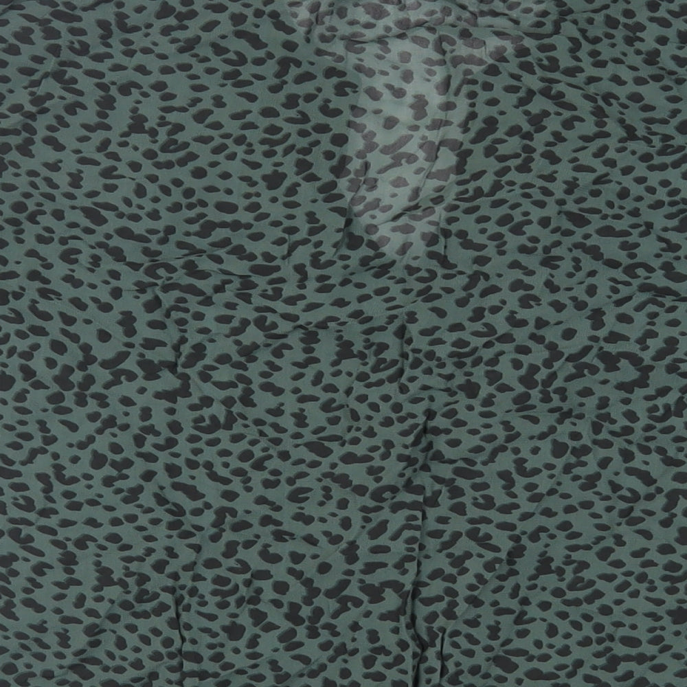 NEXT Womens Green Animal Print Viscose Basic Blouse Size 8 V-Neck