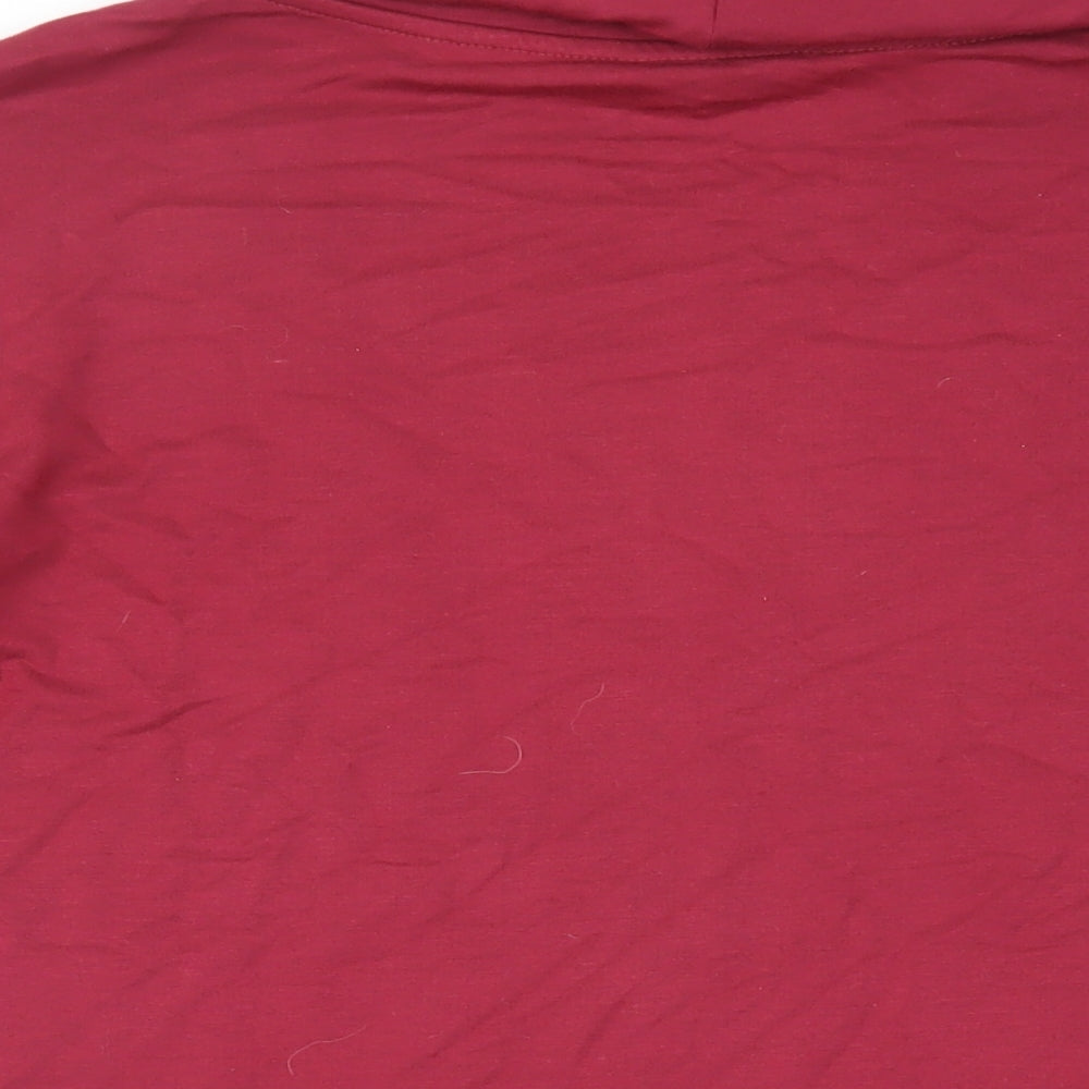 Cotton Traders Womens Red Viscose Basic Blouse Size 12 Roll Neck