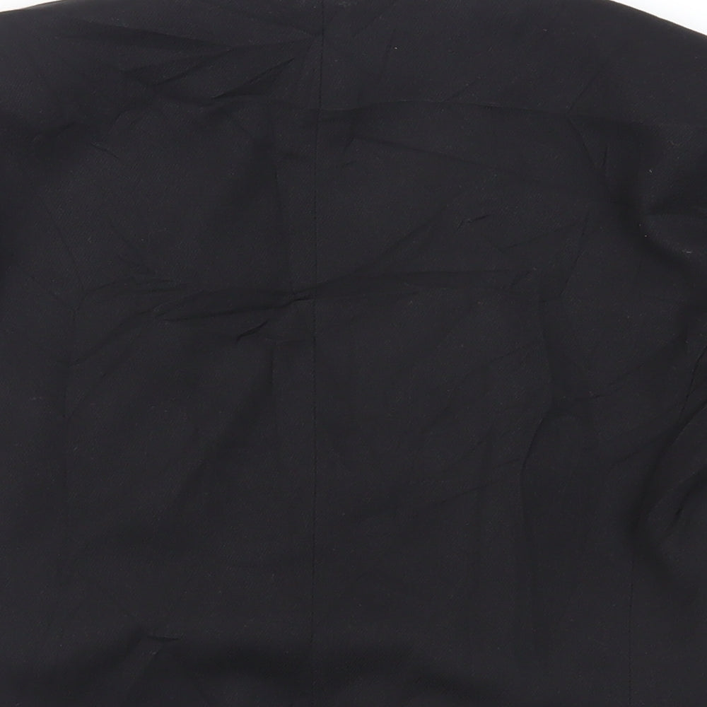 H&M Womens Black Jacket Blazer Size 8 - Open Ruched Sleeve Embellished
