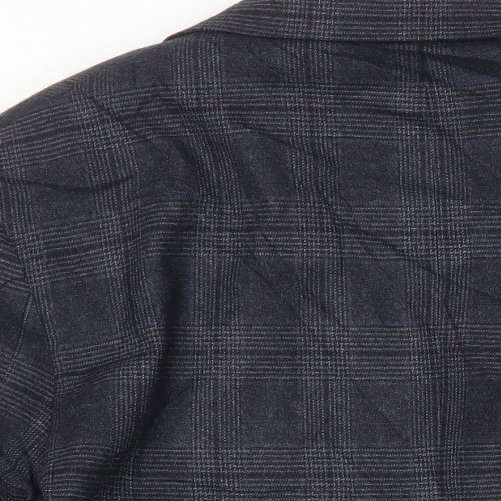 Marks & Spencer Mens Green Check Polyester Jacket Blazer Size 34 Regular