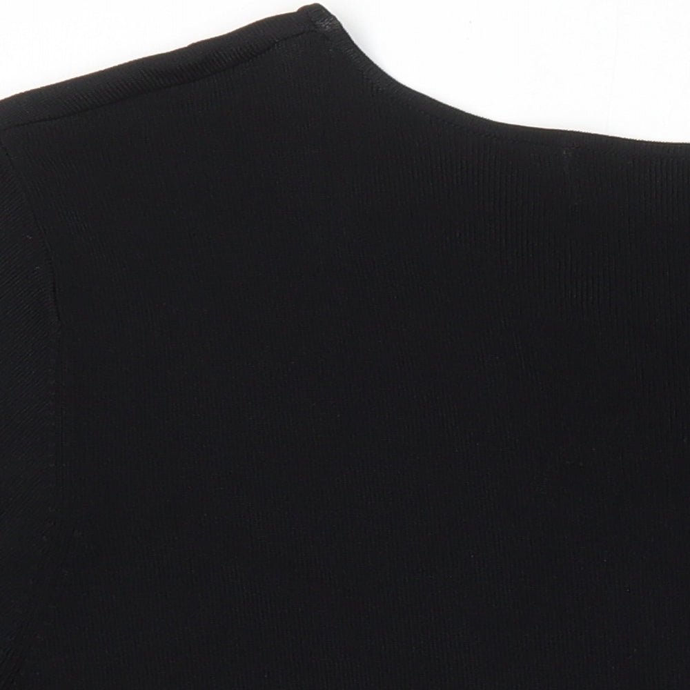 Femme Womens Black Trivinyl Tunic T-Shirt Size 14 Boat Neck