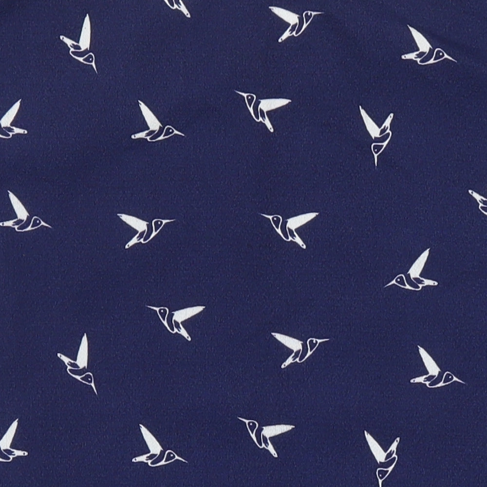 Izabel London Womens Blue Geometric Polyester Tunic Blouse Size 10 Scoop Neck - Birds