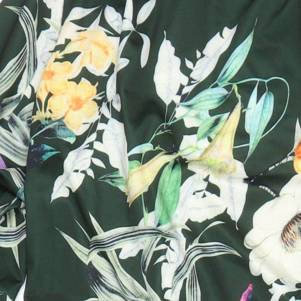 Creation Womens Ivory Floral Polyester A-Line Size 12 Round Neck