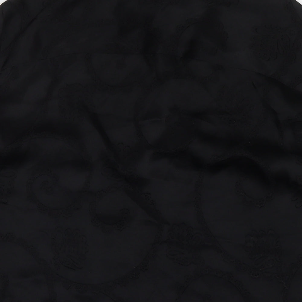 River Island Womens Black Geometric Viscose Basic Button-Up Size S Collared