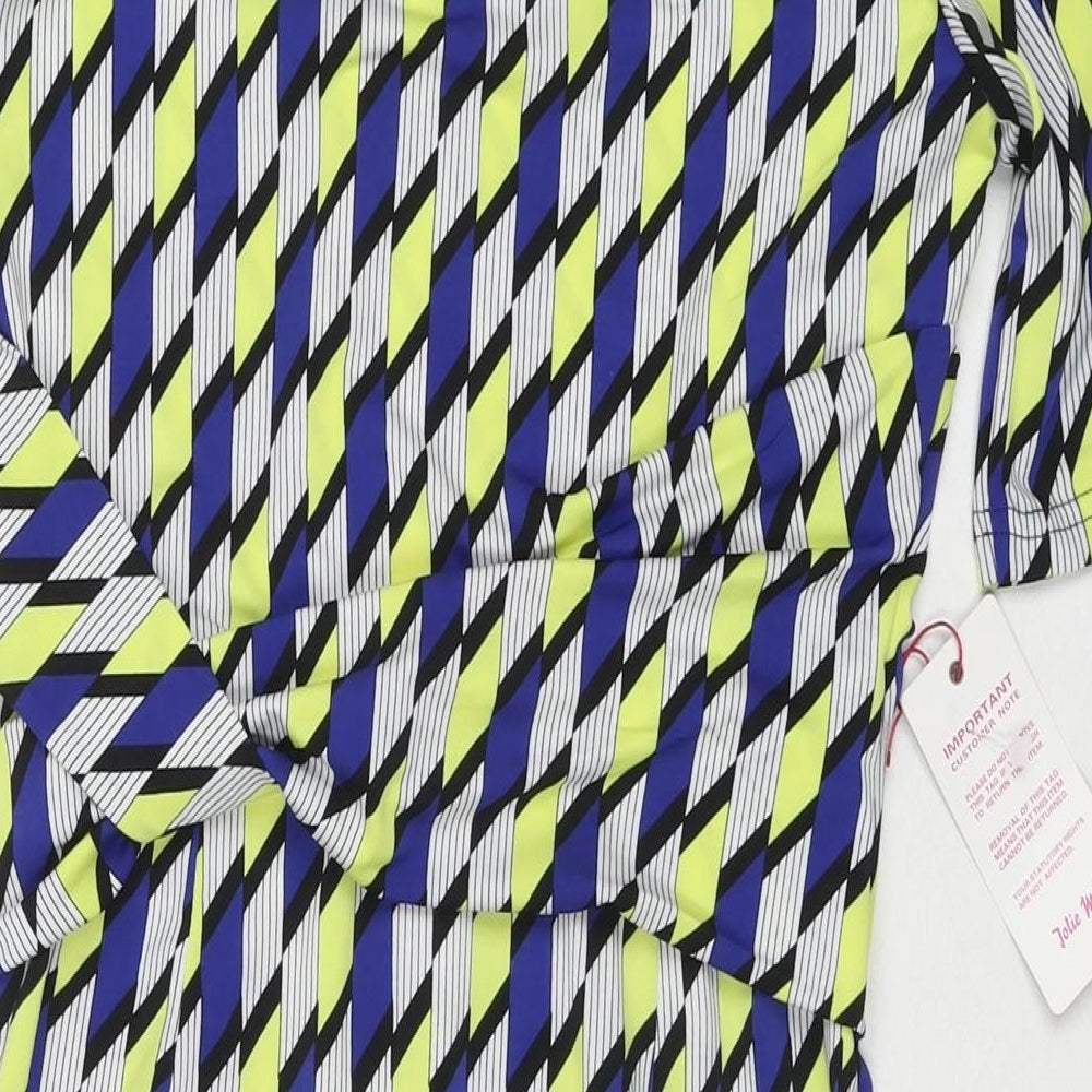 Jolie Moi Womens Multicoloured Geometric Polyester A-Line Size 10 Boat Neck Pullover