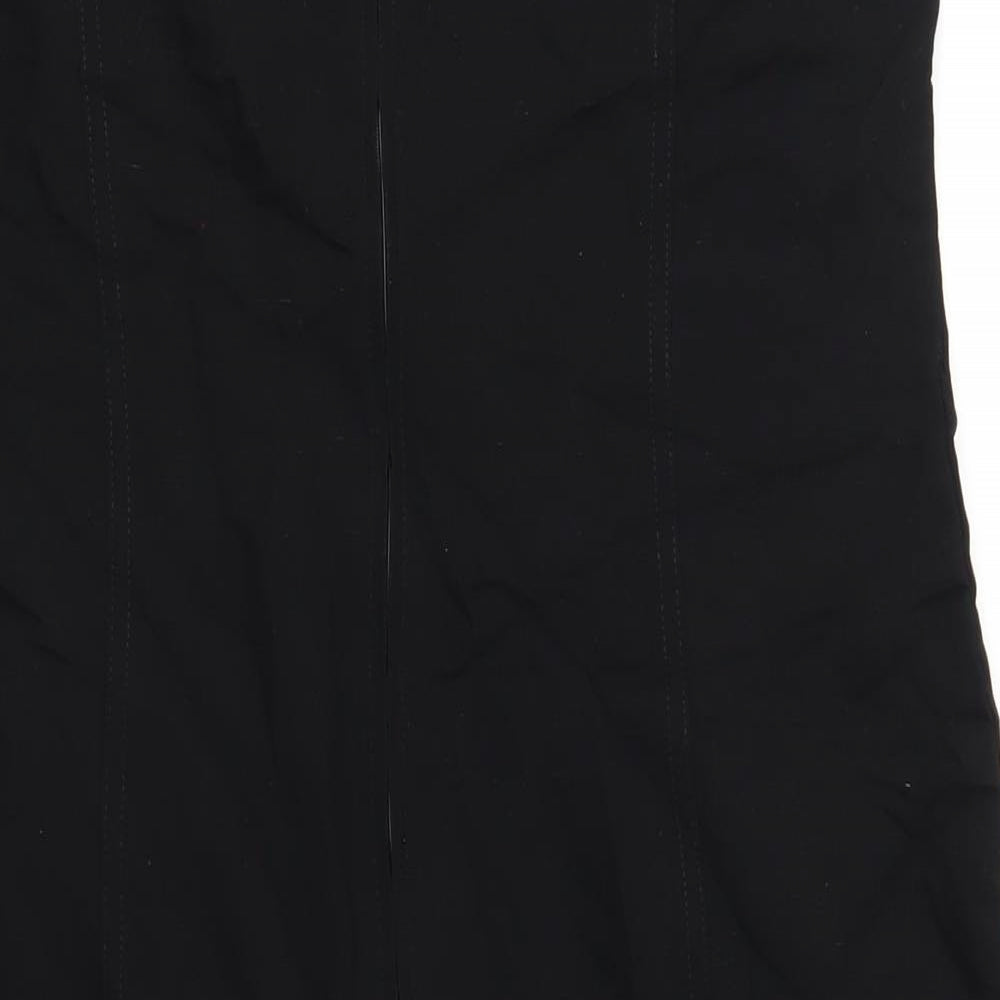 Marks & Spencer Womens Black Viscose A-Line Size 14 V-Neck Zip