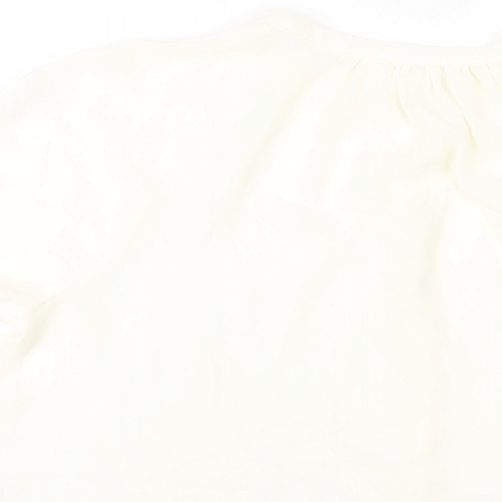H&M Womens Ivory Polyester Basic Blouse Size 8 V-Neck
