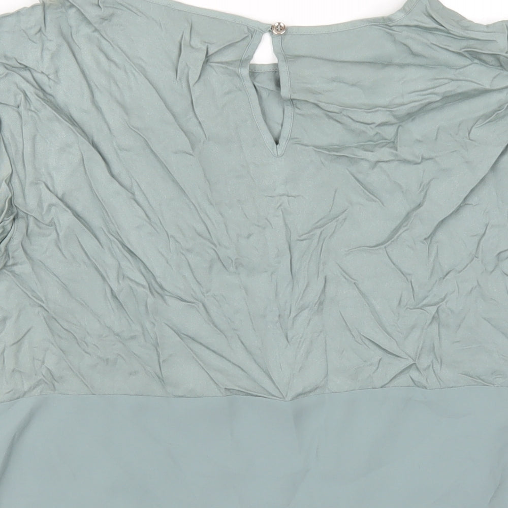 Oasis Womens Green Viscose Basic T-Shirt Size 12 Round Neck