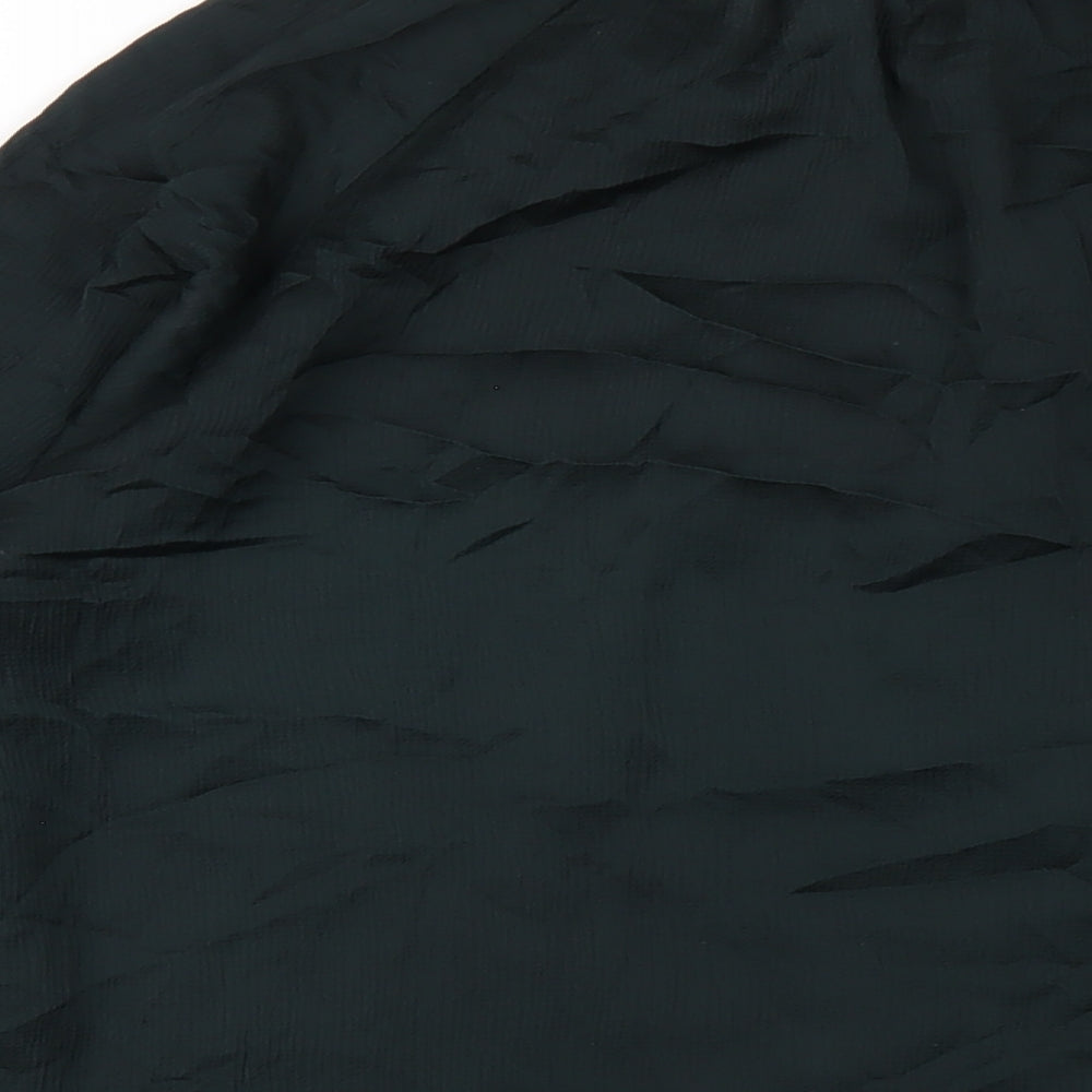 H&M Womens Green Polyester Basic Button-Up Size 8 Round Neck