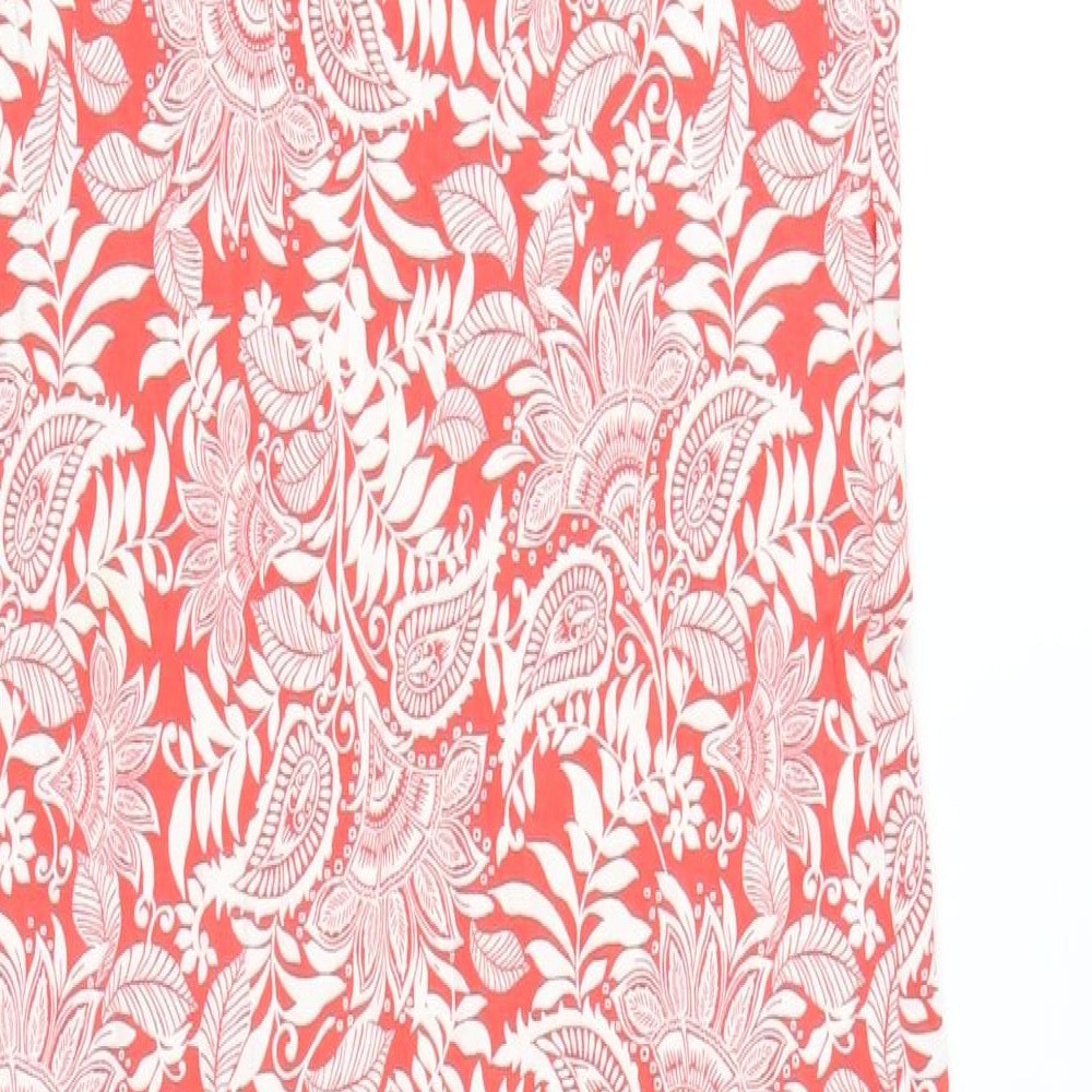 Marks & Spencer Womens Red Geometric Viscose Tank Dress Size 12 V-Neck Pullover
