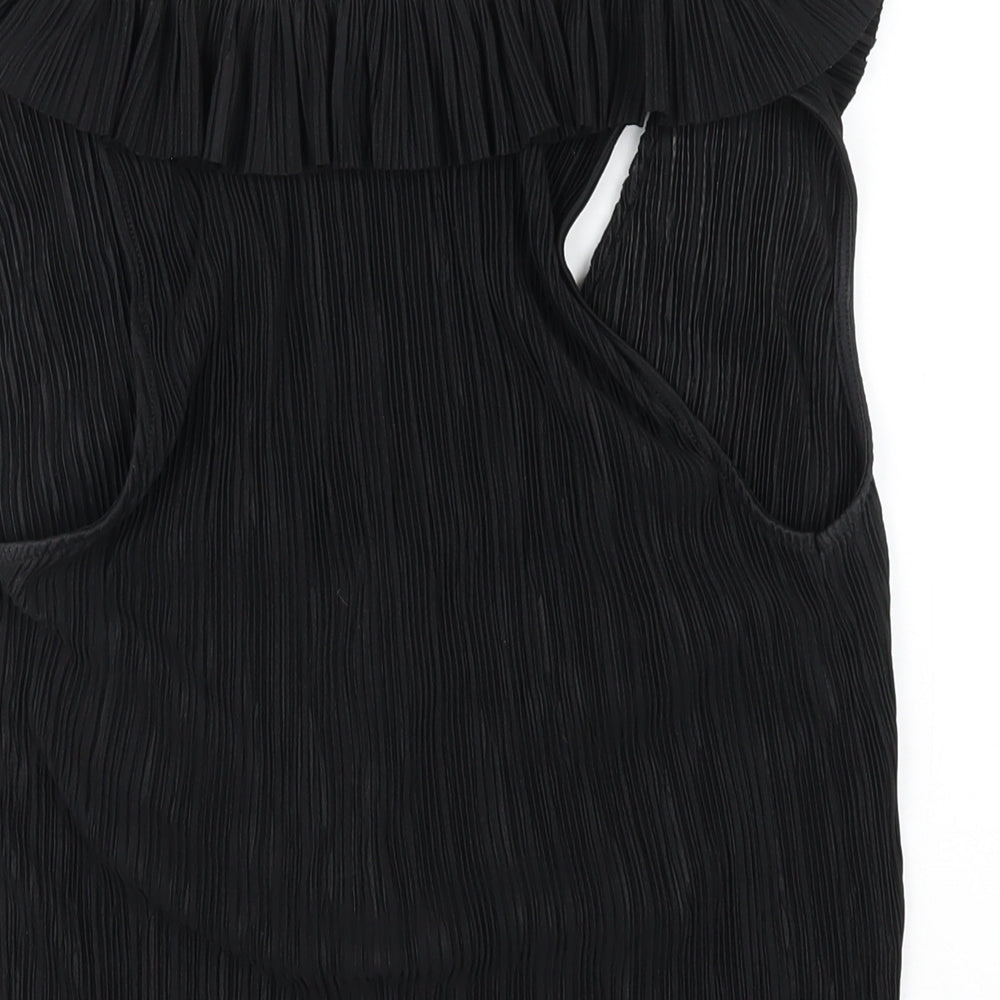 Zara Womens Black Polyester Basic Blouse Size S V-Neck