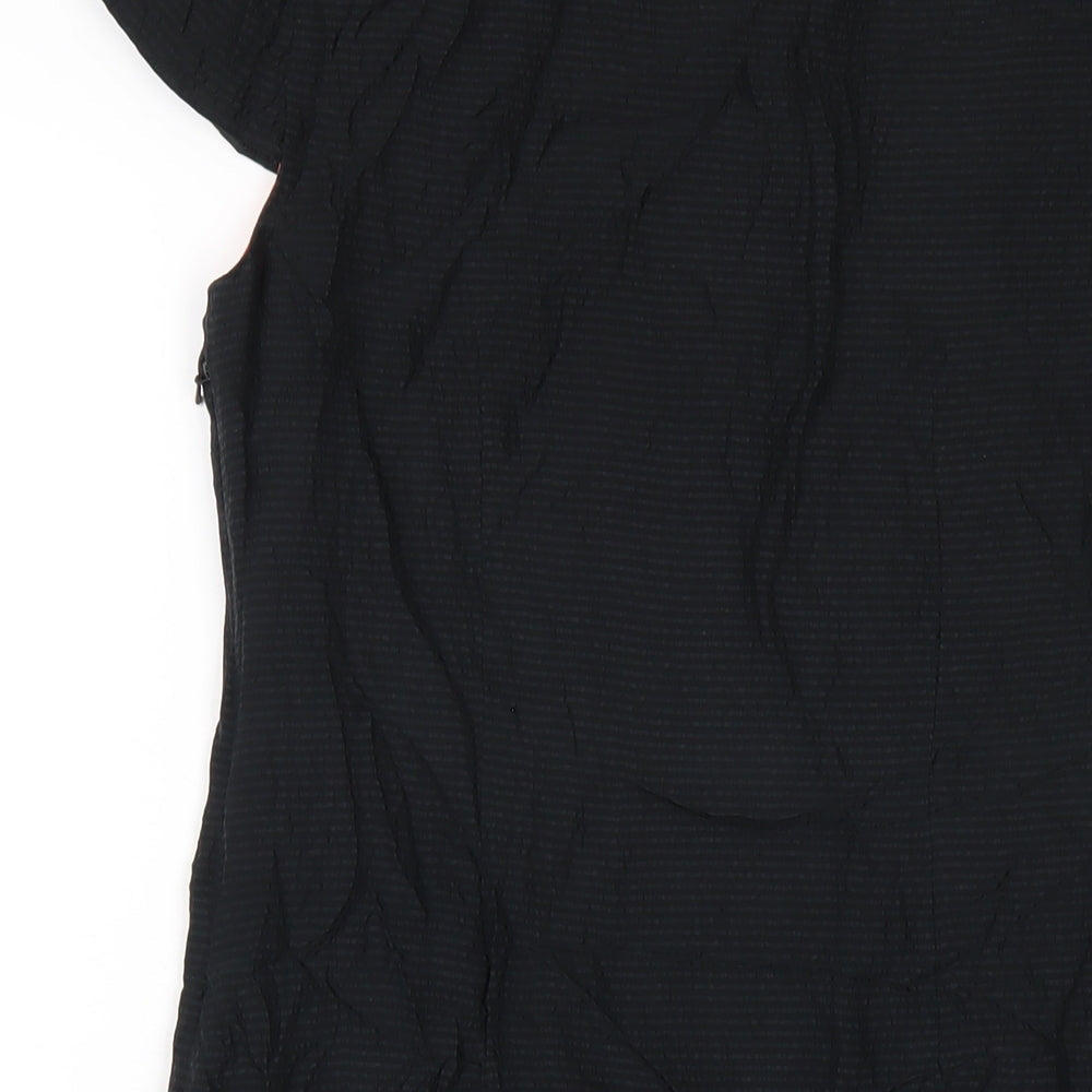 Marks & Spencer Womens Black Silk A-Line Size 8 Scoop Neck Zip
