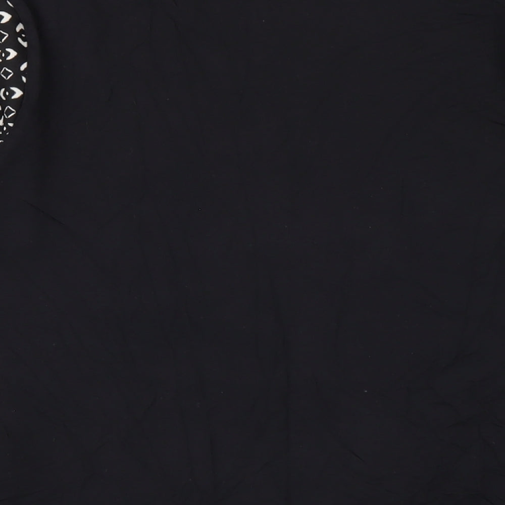 Marks & Spencer Womens Black Geometric Polyester Basic T-Shirt Size 10 Round Neck
