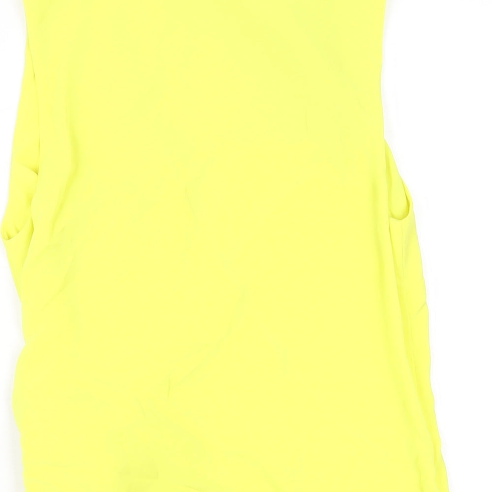Warehouse Womens Yellow Polyester Wrap Blouse Size 8 V-Neck