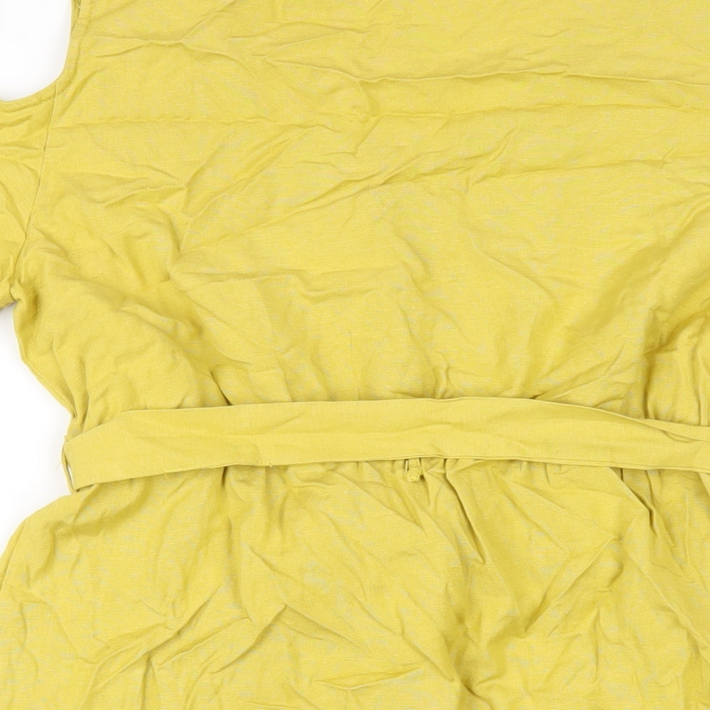 Anthology Womens Yellow Cotton A-Line Size 14 Round Neck Pullover