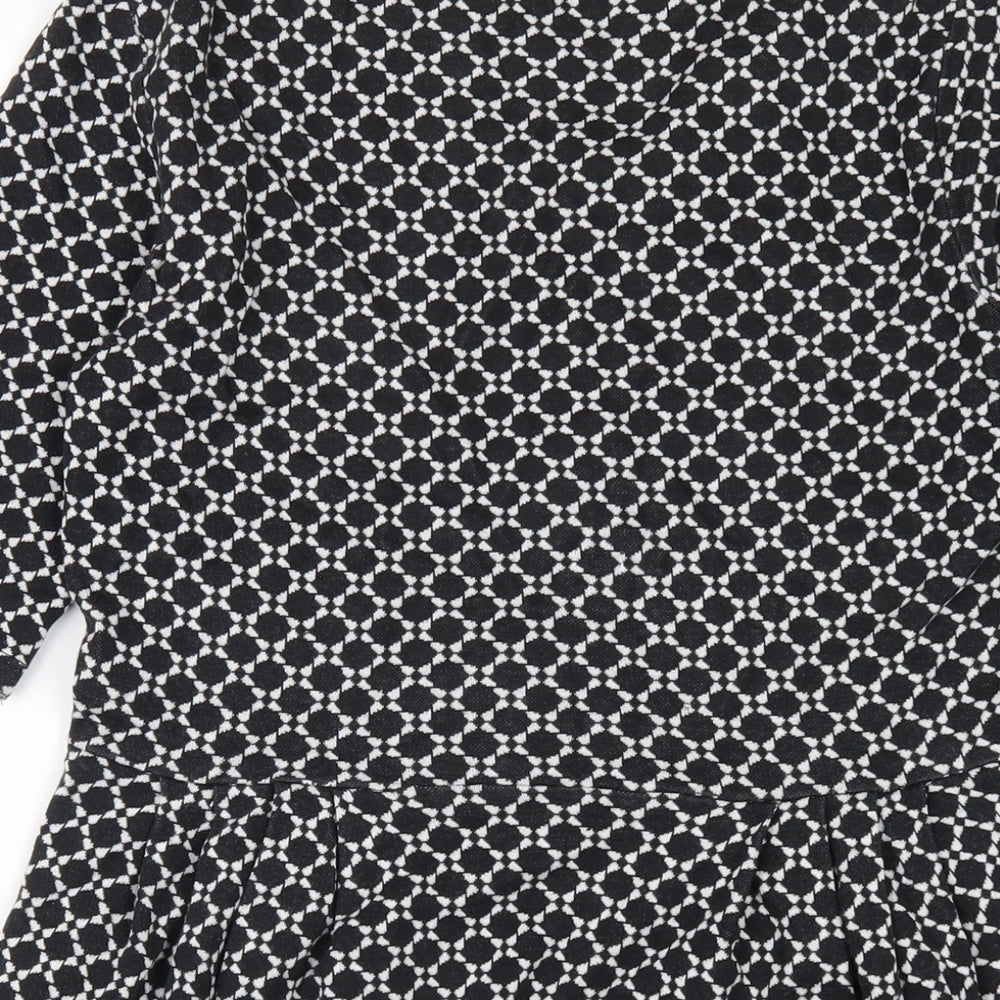 River Island Womens Black Geometric Cotton A-Line Size 14 Round Neck Pullover