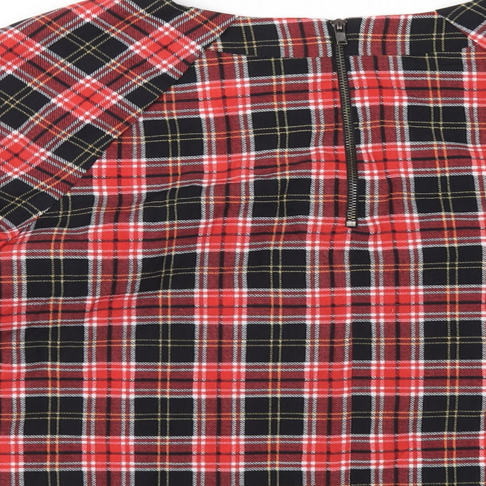 Red or Dead Womens Multicoloured Plaid Polyester Basic T-Shirt Size 10 Round Neck