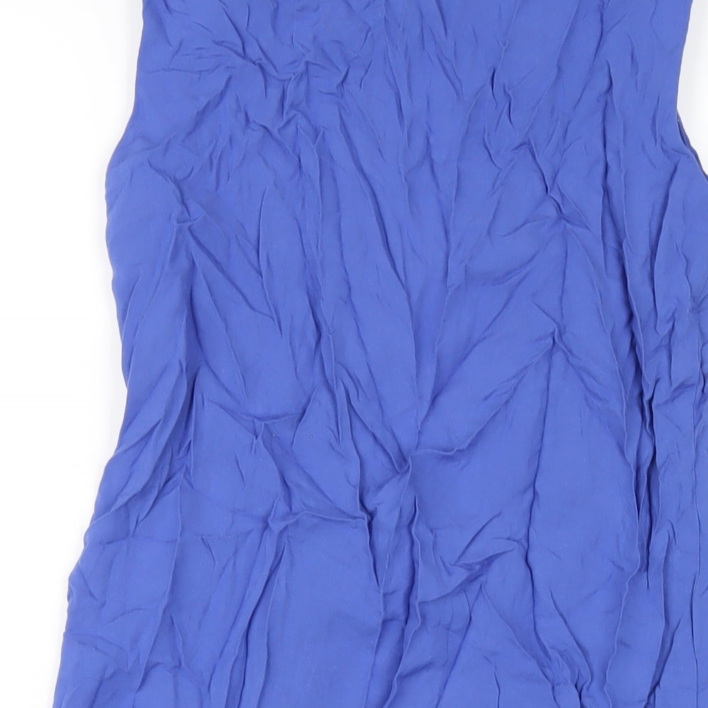 Mango Womens Blue Viscose Tank Dress Size S Round Neck Pullover