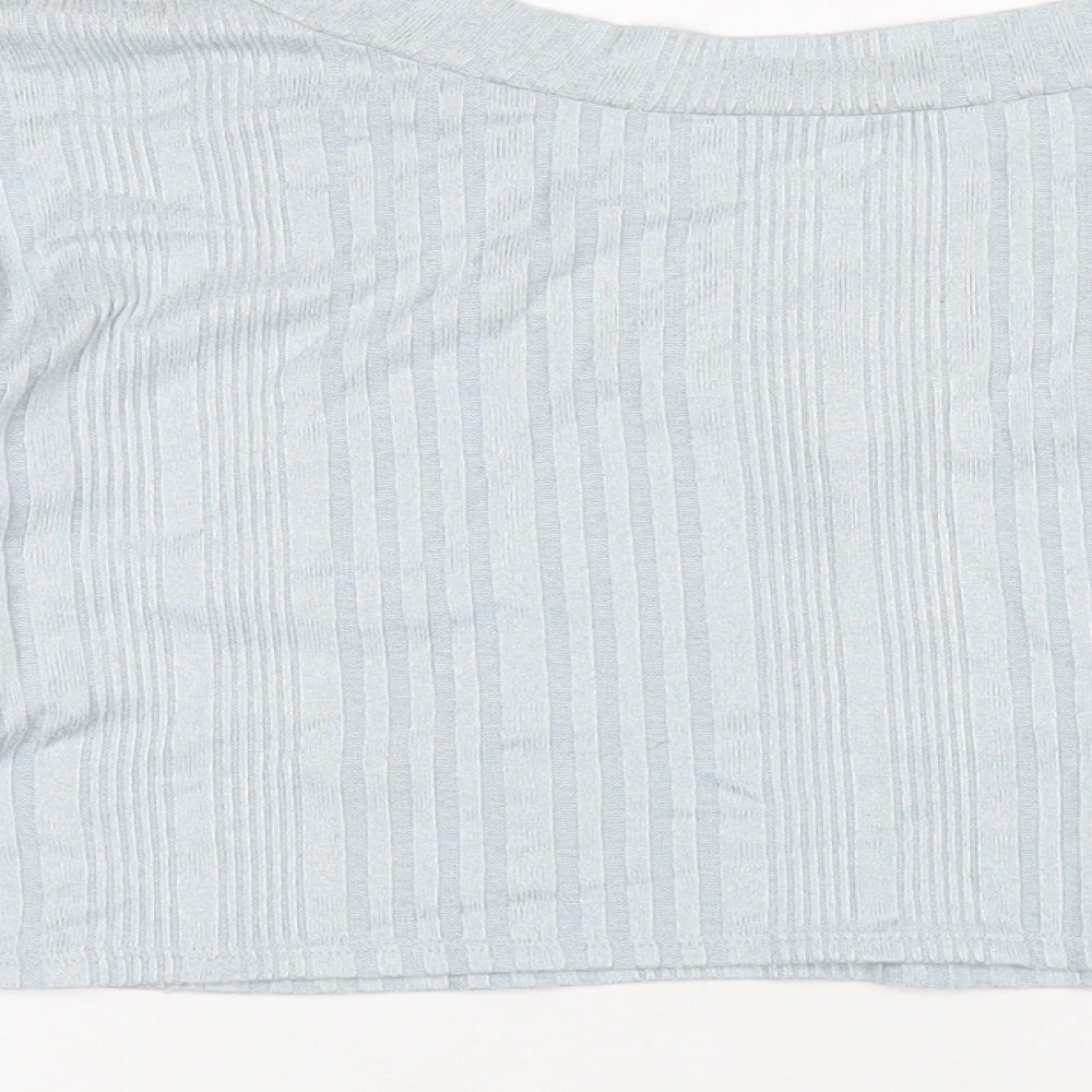 Gilly Hicks Womens Blue Polyester Cropped T-Shirt Size XS V-Neck