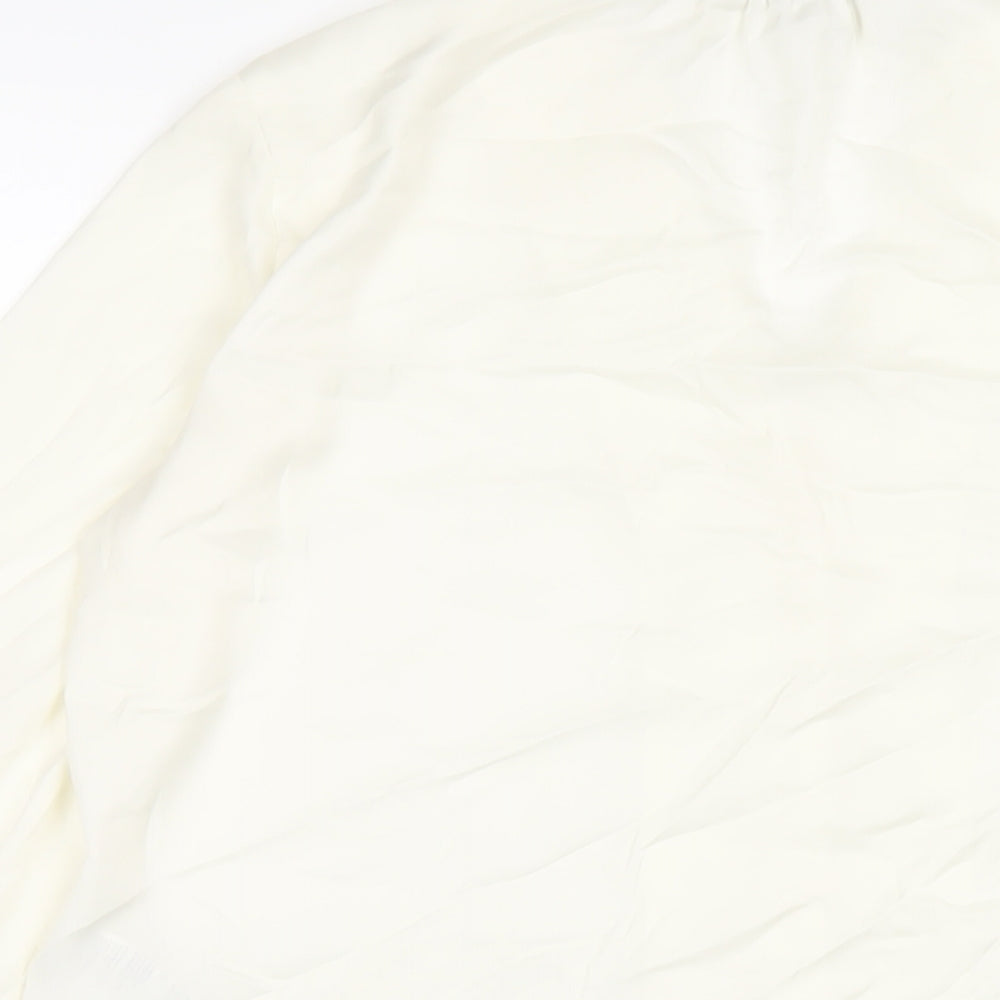 H&M Womens Ivory Polyester Basic Button-Up Size 8 V-Neck