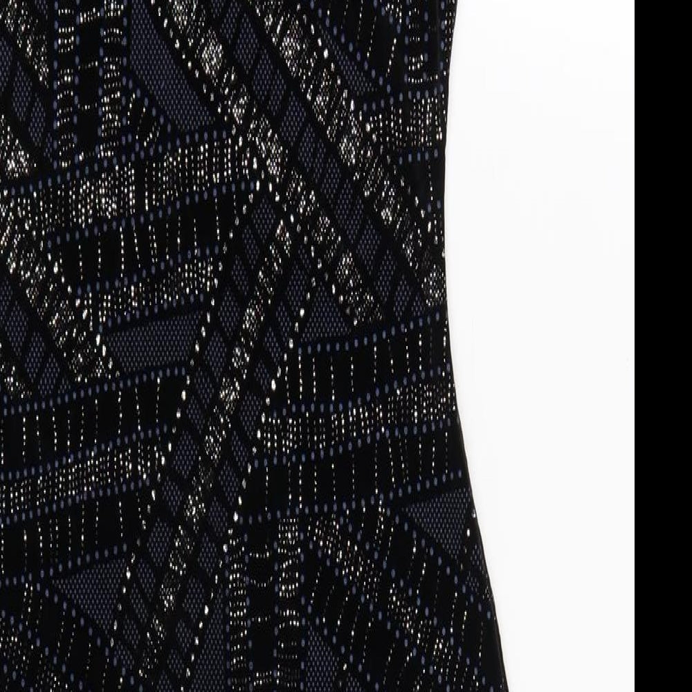 River Island Womens Blue Geometric Polyester Bodycon Size 6 Round Neck Pullover