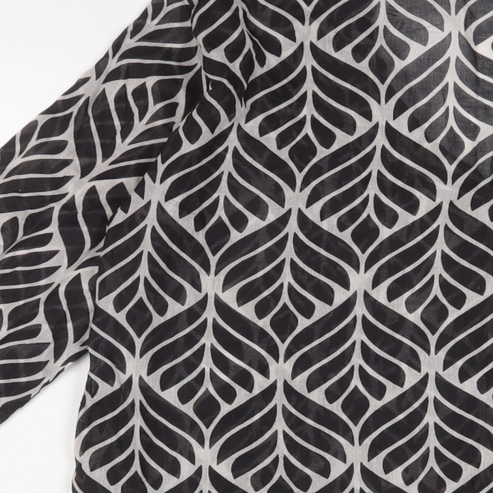 Newport Mansions Womens Black Geometric Polyester Basic Blouse Size S V-Neck - S/M