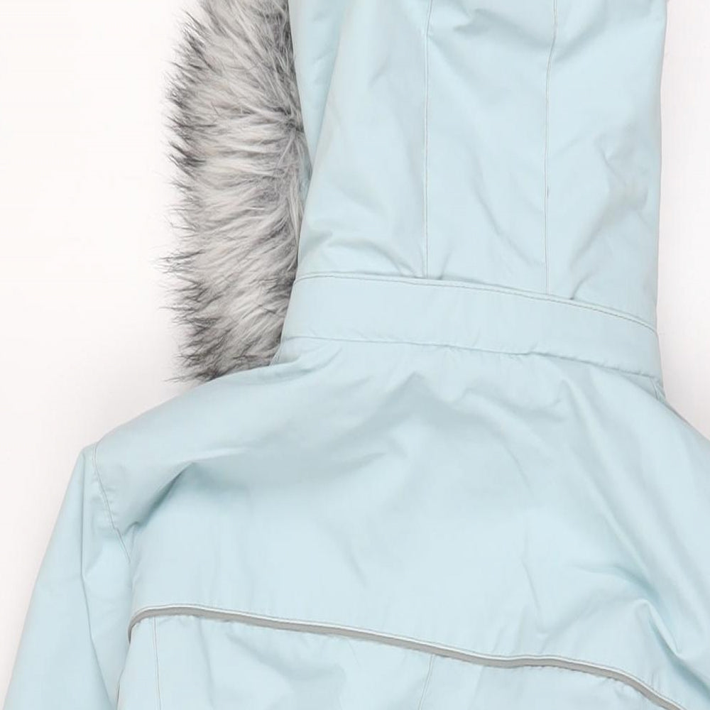 Per Una Womens Blue Parka Coat Size S Zip - Zip Pockets