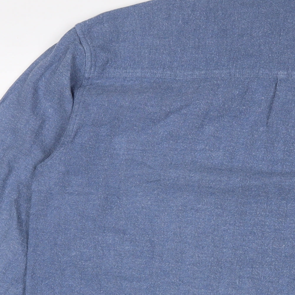 Crewfield Mens Blue Cotton Button-Up Size M Collared Button