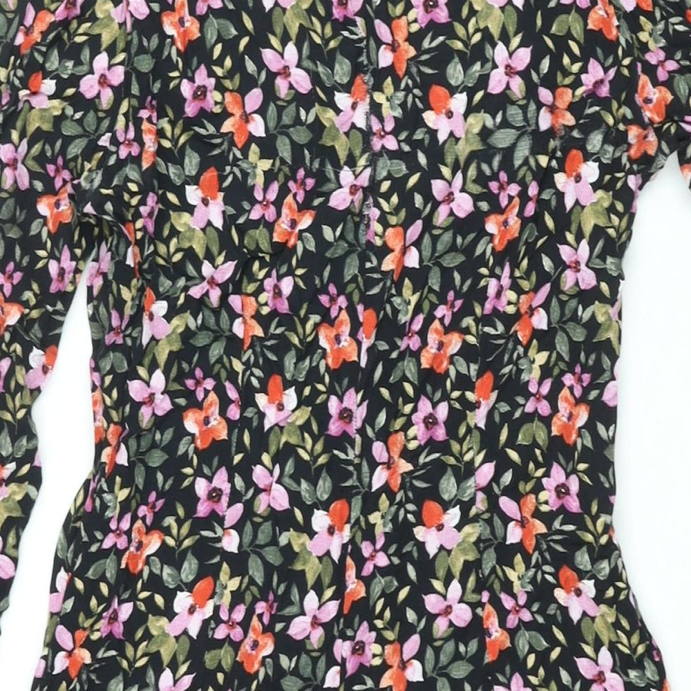 Pins & Needles Womens Multicoloured Floral Viscose A-Line Size S V-Neck Button