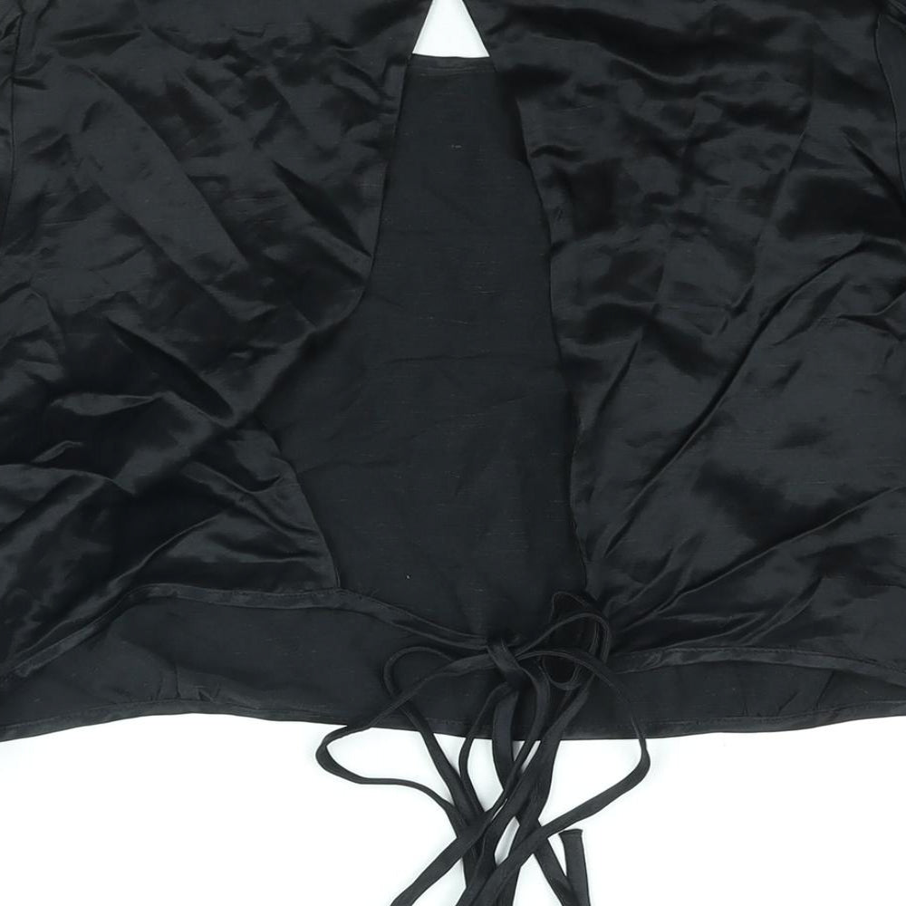 Zara Womens Black Viscose Basic Blouse Size L Round Neck