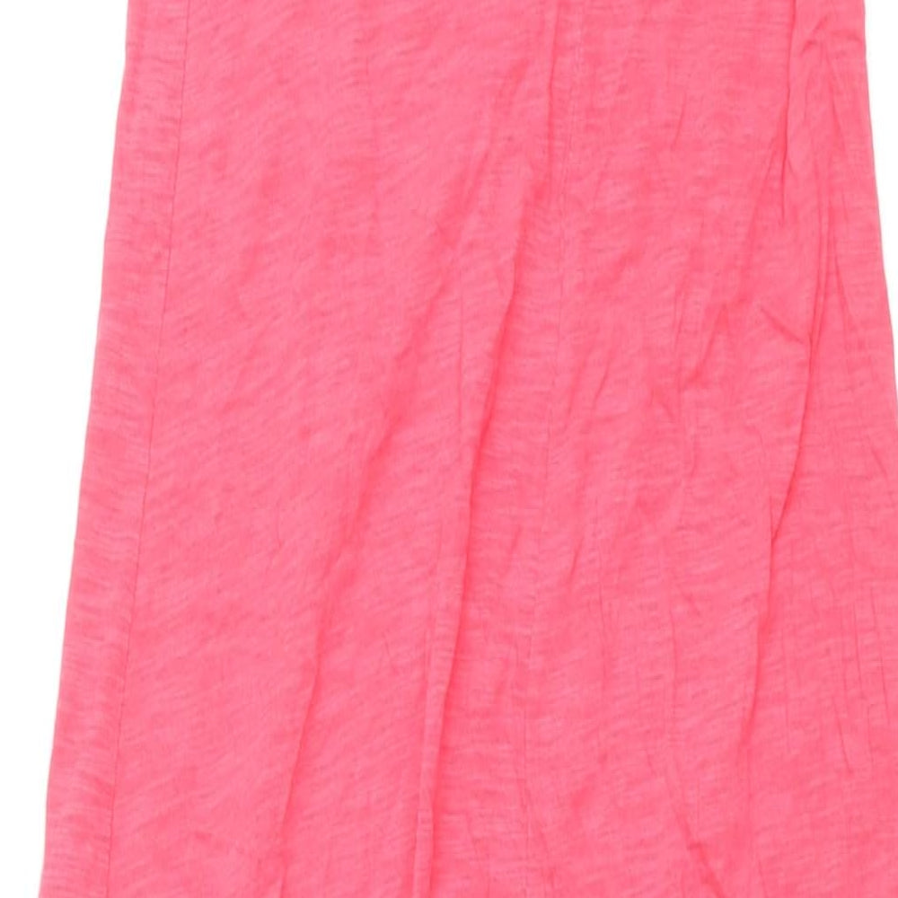 Express Womens Pink Cotton Maxi Size M Scoop Neck Pullover - Slit