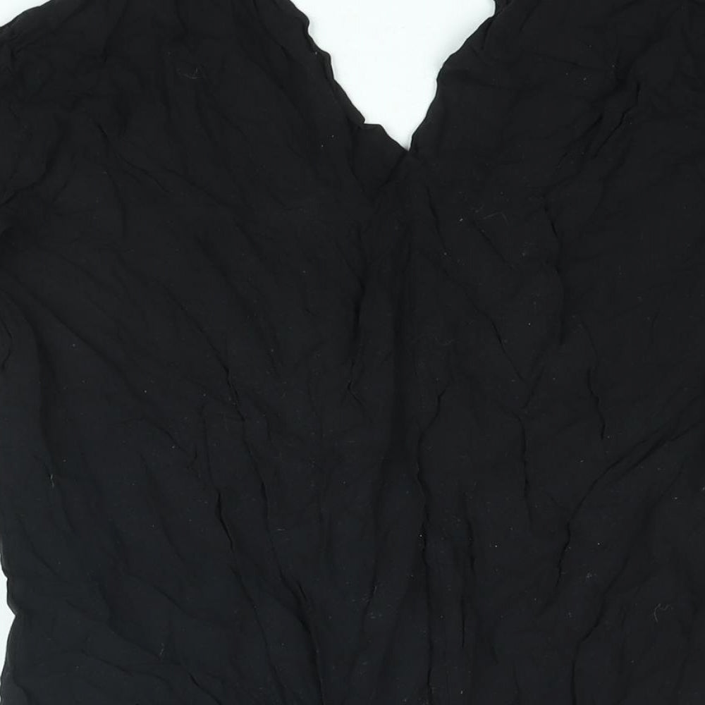 Olive + Oak Womens Black Viscose Basic Blouse Size M V-Neck