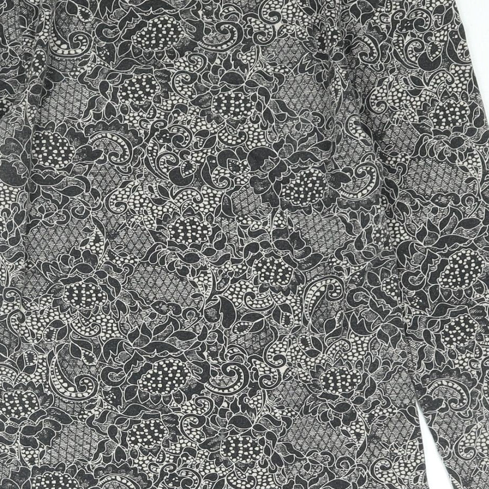 Marks & Spencer Womens Black Geometric Acrylic Basic T-Shirt Size 12 Round Neck