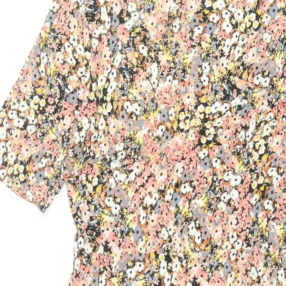 Marks & Spencer Womens Multicoloured Floral Viscose Fit & Flare Size 10 Boat Neck Pullover