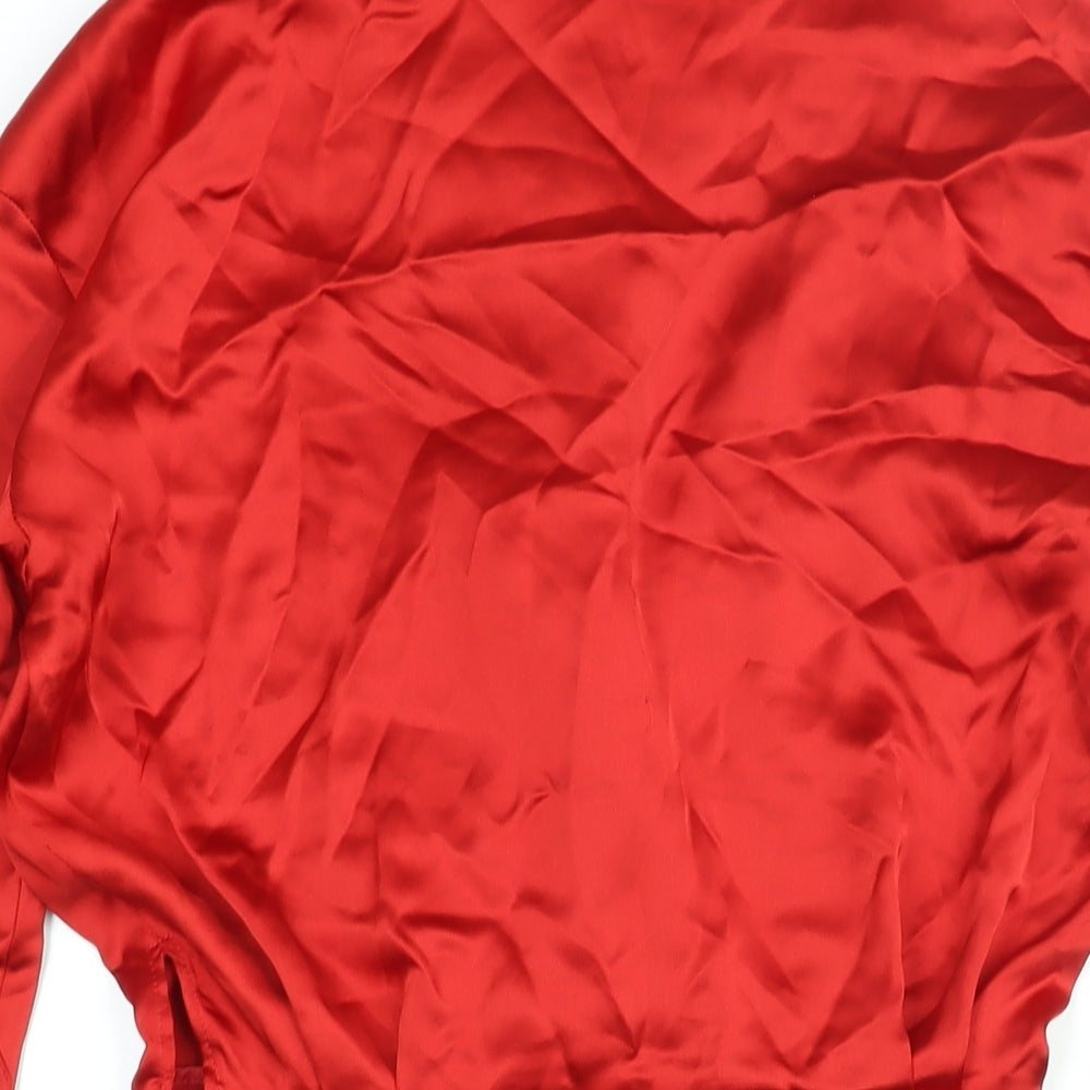 Zara Womens Red Polyester Mini Size XS V-Neck Zip