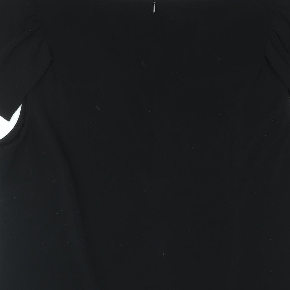 Phase Eight Womens Black Polyester Basic Blouse Size 14 Round Neck