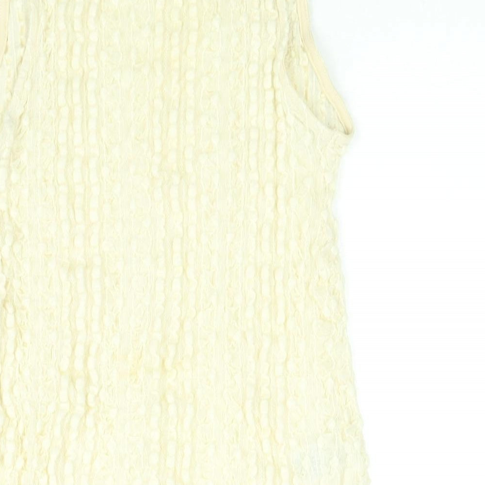 River Island Womens Ivory Polyamide Camisole Blouse Size 14 Scoop Neck