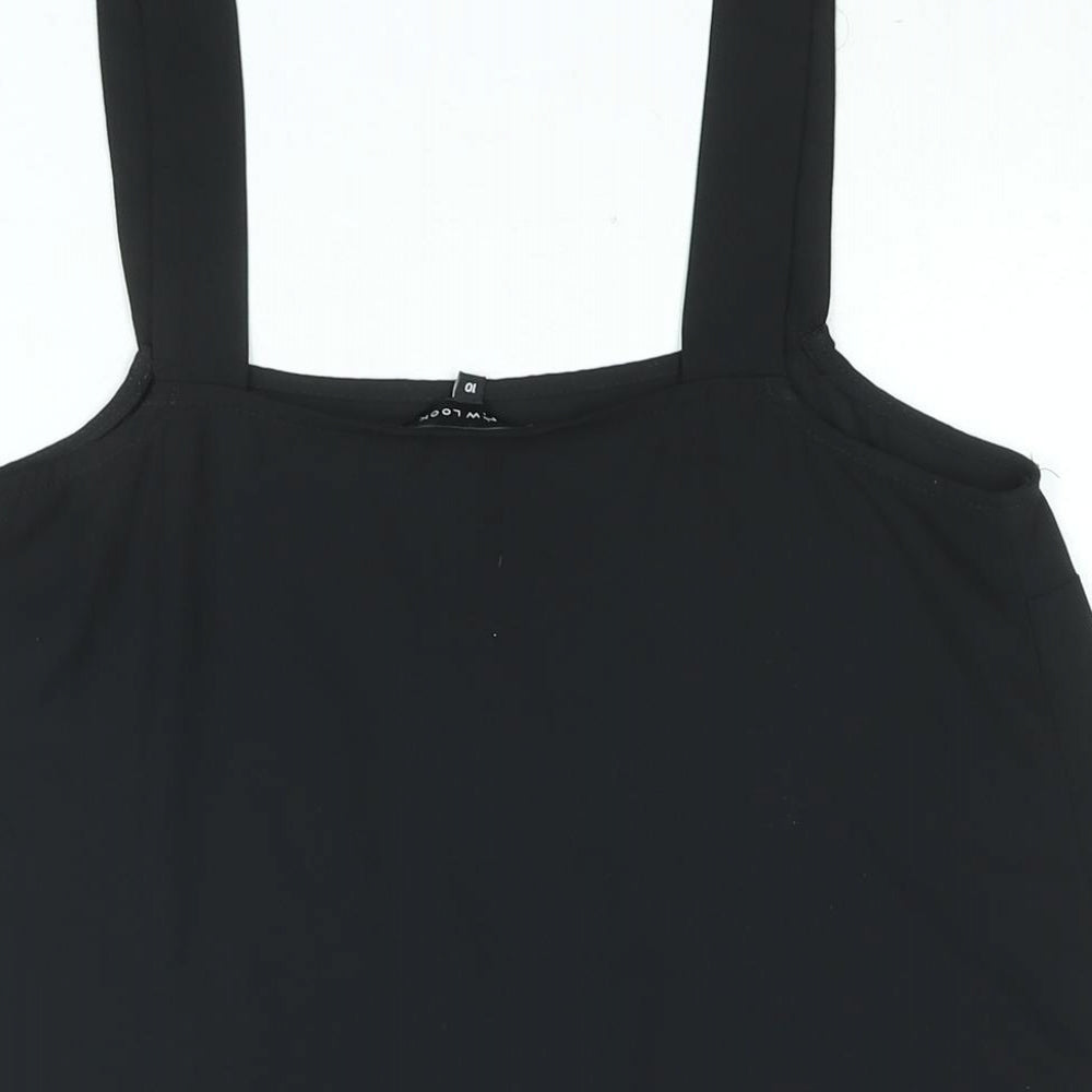 New Look Womens Black Polyester Camisole Blouse Size 10 Square Neck